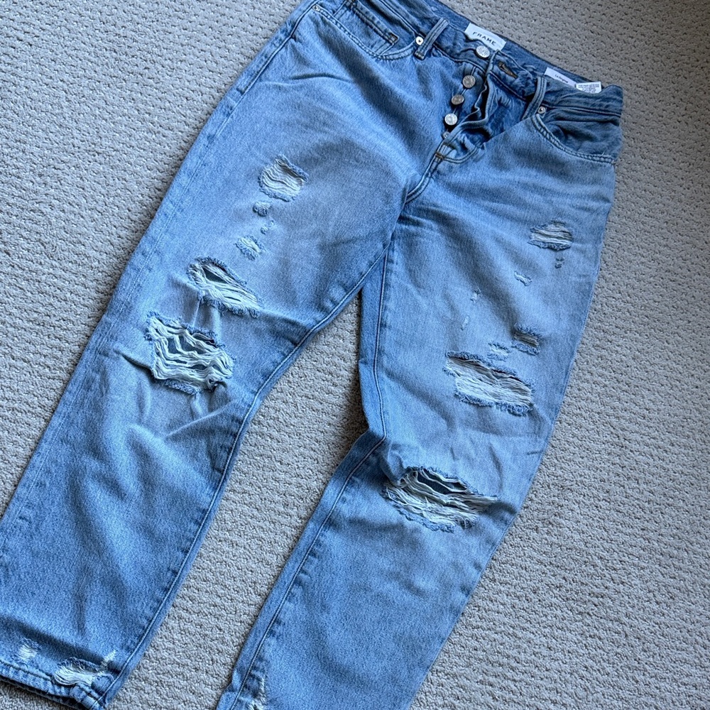 Frame Women’s Denim Relaxed Ripped Light Blue Jeans- Size 26
